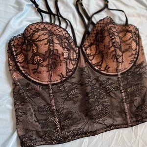 Victoria's Secret Very Sexy Black Lace Corset / Bustier Size 32D